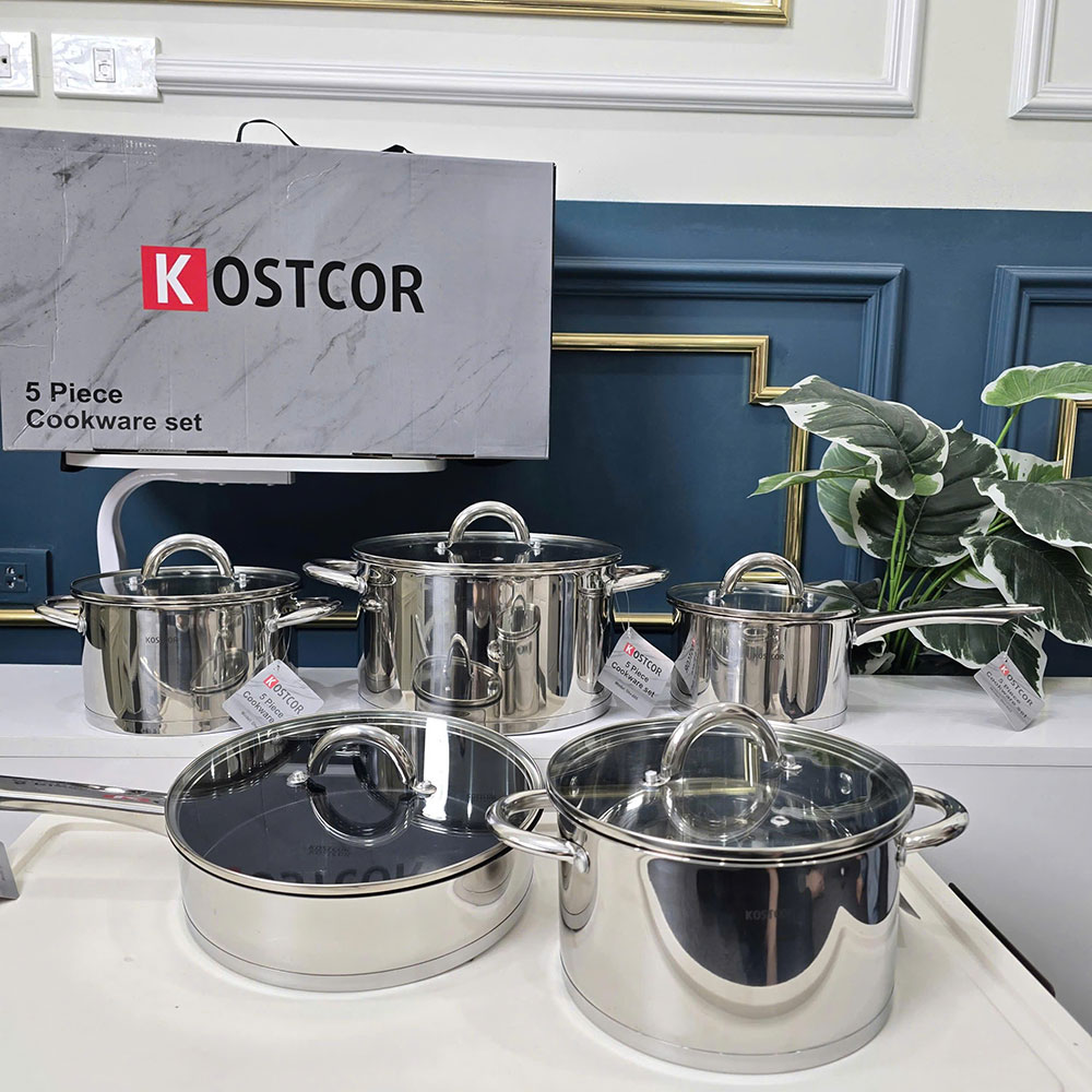 Bộ Nồi Inox 304 Đúc Nguyên Khối 5 Đáy KOSTCOR